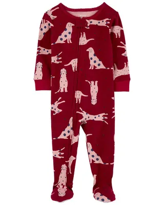 Carter's One Piece Dog 100% Snug Fit Cotton Footie Pajamas Red  4T