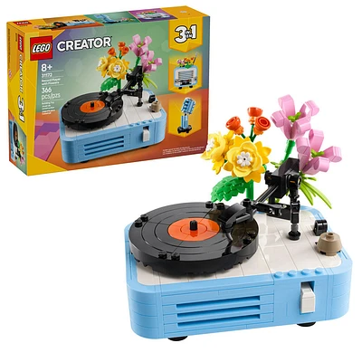 LEGO Creator 3en1 Le tourne-disque avec des fleurs, Ensemble musical, Se transforme en radio ou en microphone 31172