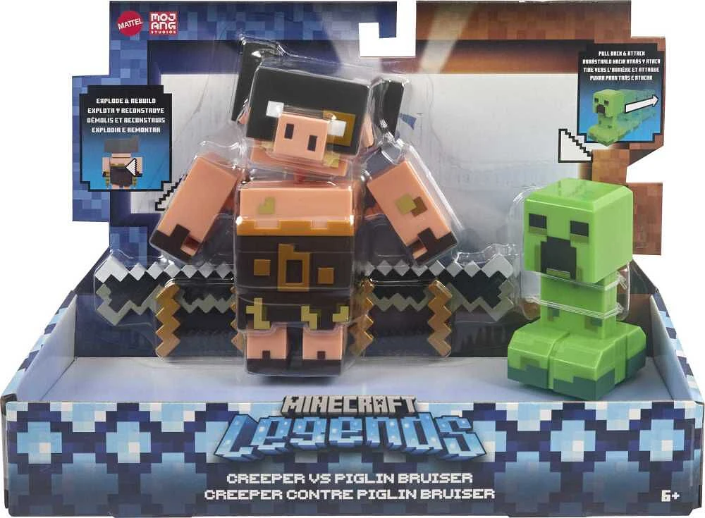 Minecraft Legends Figurines Creeper Contre Piglin Bruiser