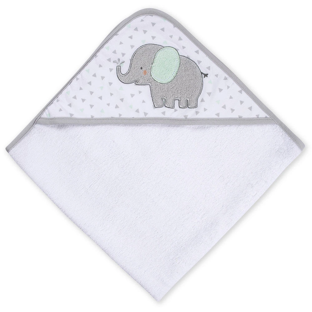 Koala Baby - 2-Pack Baby Hooded Towel & Washcloth Set - White & Grey Elephant