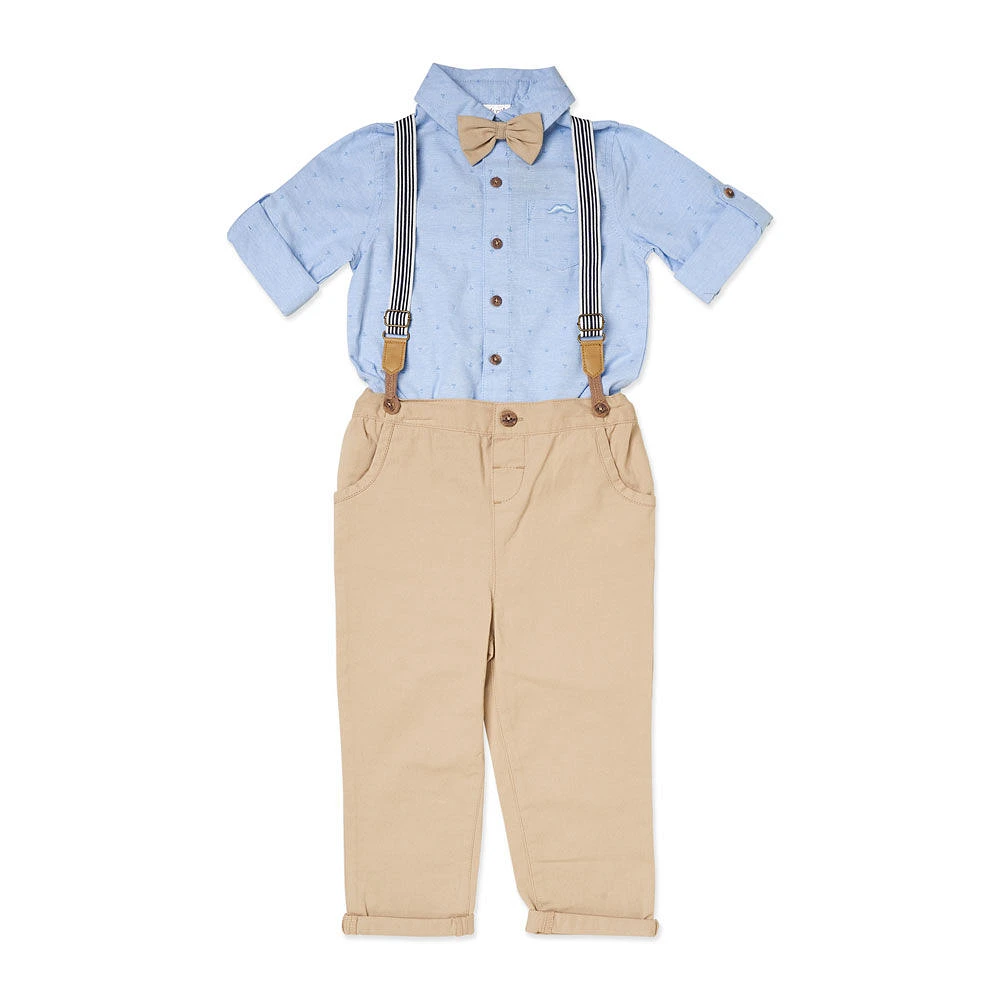 Little Gent Suspender Bowtie Set: Blue