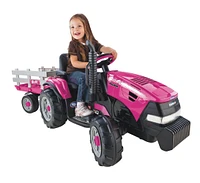 Peg Perego - Case IH Magnum Tractor with Trailer - Pink