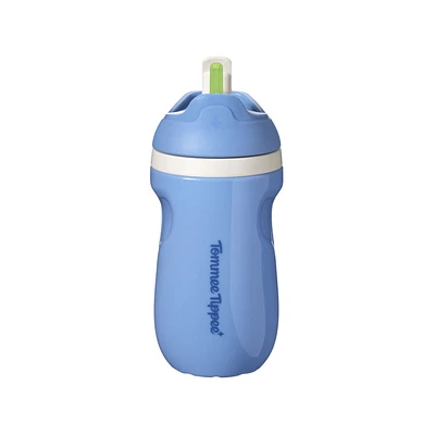 Tommee Tippee Sporty Botella con Pajita, 9oz, 12 Meses+, Tapa abatible que ayuda a mantener limpia la pajita, Colores surtidos, 1 unidad