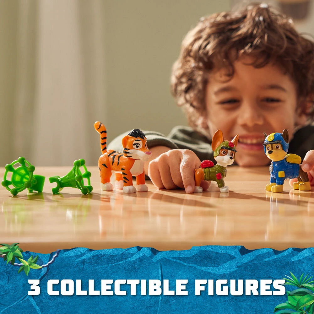 PAW Patrol Jungle Pups, Figurines articulées Chase, Tracker & Tiger avec lance-projectile