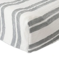 Red Rover - Cotton Muslin Changing Pad Cover - Grey Double Stripe - R Exclusive