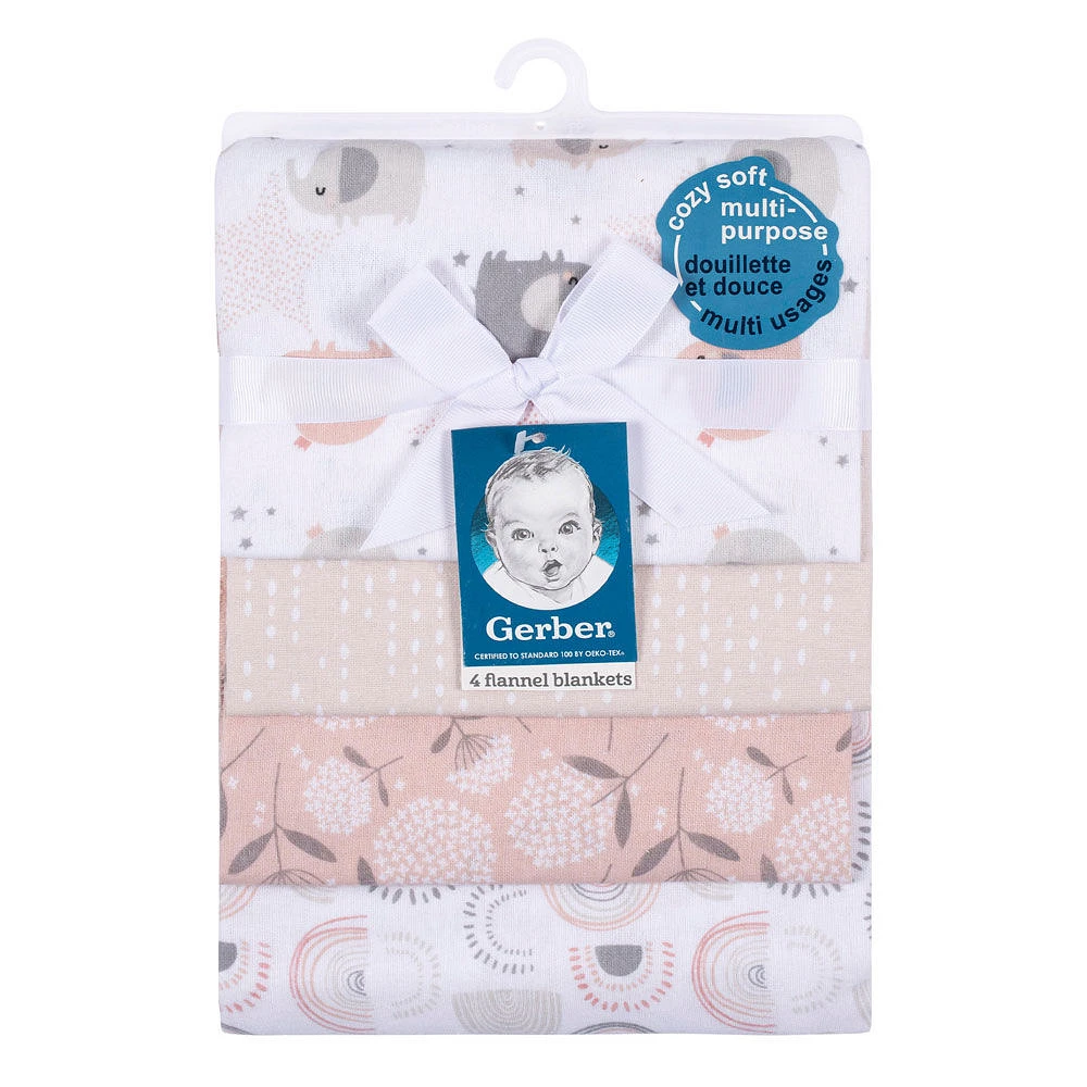 Gerber Childrenswear - 4 pack Flannel Receiving Blanket