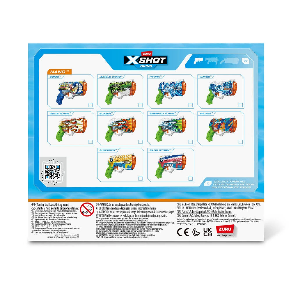 XSHOT Fast-Fill Skins Nano Sonic The Hedgehog Water Blaster by ZURU