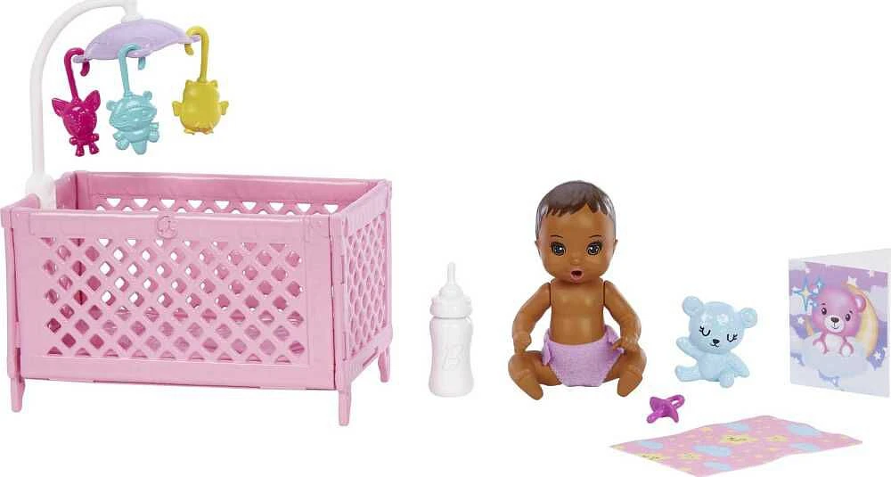 ​Barbie Skipper Babysitters Playset with Friend Doll, Baby Doll with Sleepy Eyes, Crib and Accessories