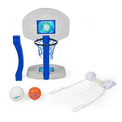 SwimWays, Ensemble de sport 2-en-1 pour la piscine, Filet de volley-ball et panier de basket-ball pour la piscine