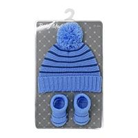 Baby Mode Bleu Tricot Bonnet & Bottine Ensemble 0-6M