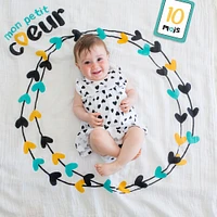 Lulujo - Mon Petit Coeur Milestone Blanket - French Edition