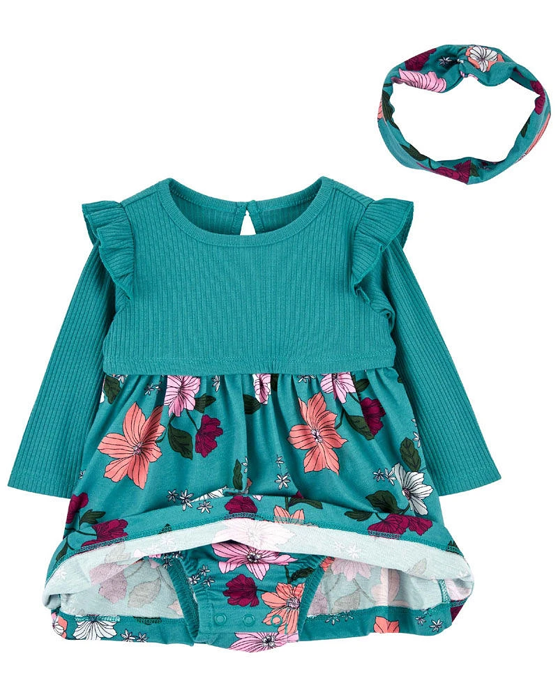 Carter's Two Piece Floral Bodysuit Dress Set