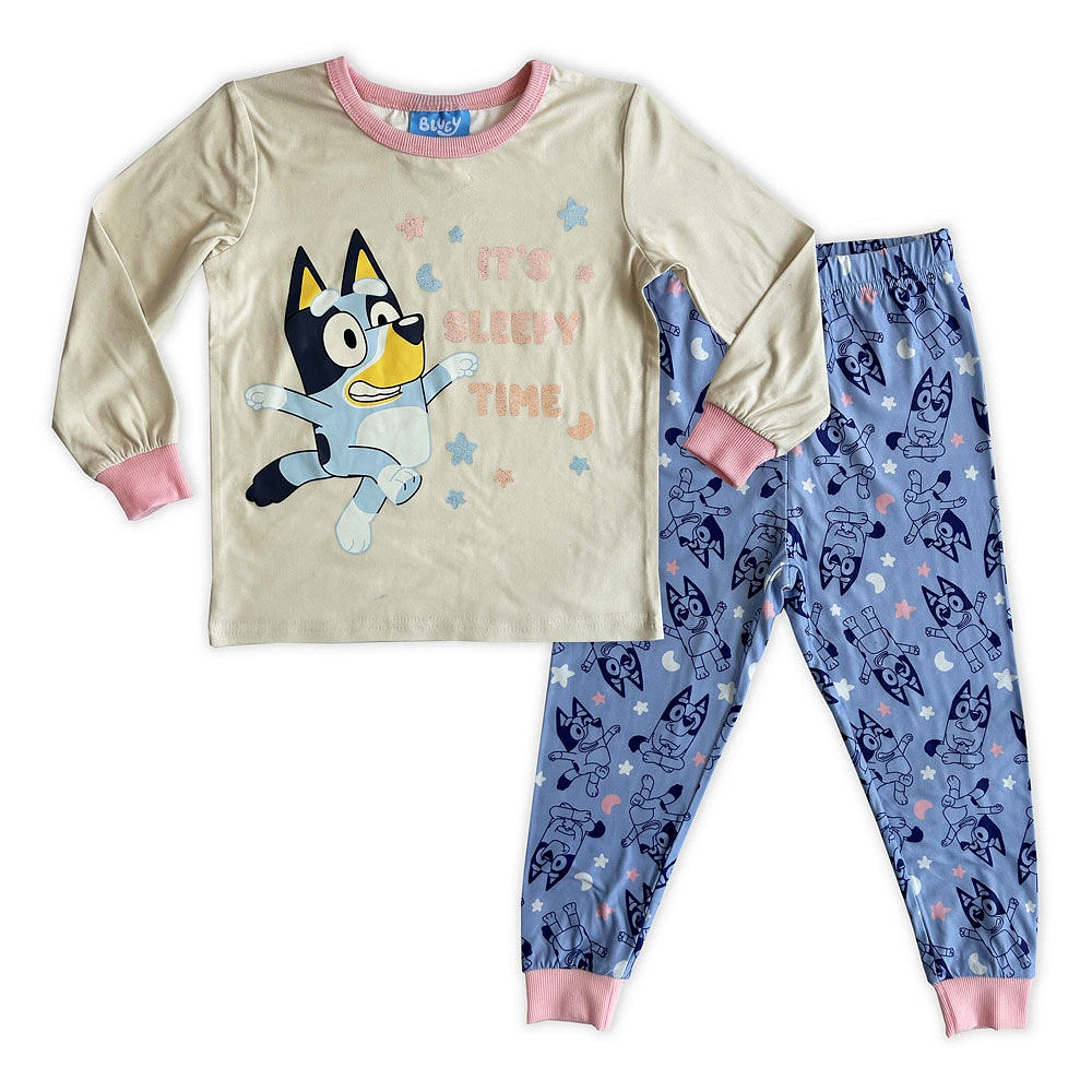 Bluey 2 Piece Pajama Set - Off White/Blue