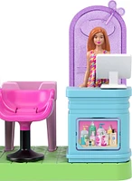 Barbie Mini BarbieLand Collectible Hair Salon Playset with 1.5-inch Barbie Doll, Interactive Play Areas for Storytelling Fun
