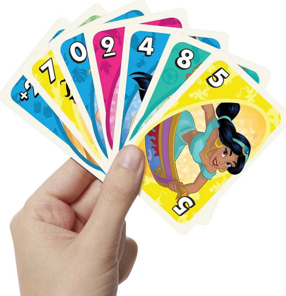 UNO Princesses Disney Jeu d'association de cartes, paquet de 112 cartes