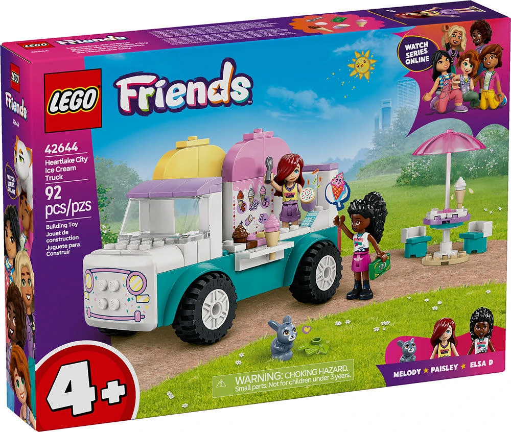 LEGO Friends Le camion de crème glacée de Heartlake City, Ensemble de construction de jeu de simulation pour un plaisir créatif 42644