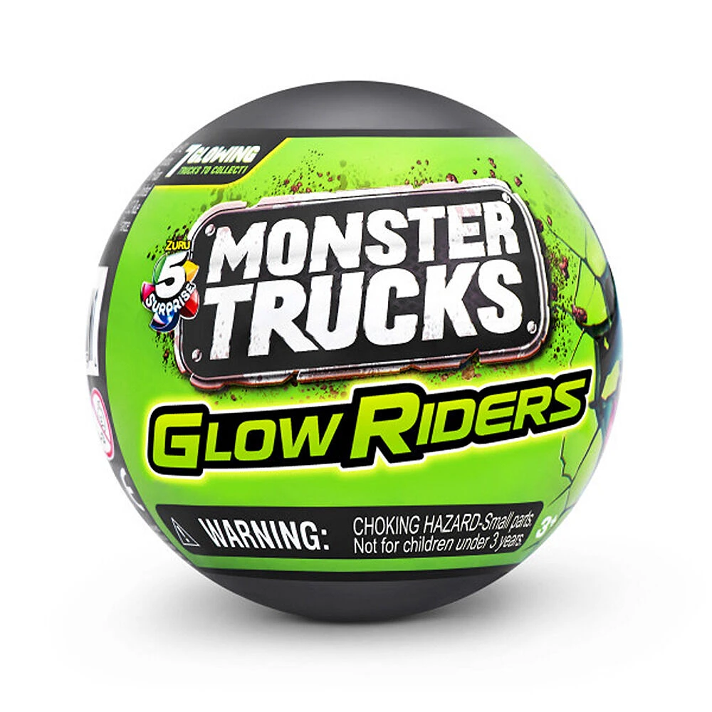 Zuru 5 Surprise Monster Trucks Glow Riders Series 2 Mystery Collectible Capsule (Styles May Vary)