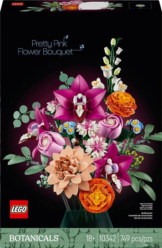 LEGO Botanique Le joli bouquet de fleurs roses, Décor floral , Ensemble de construction de cadeau sur la nature pour adultes 10342