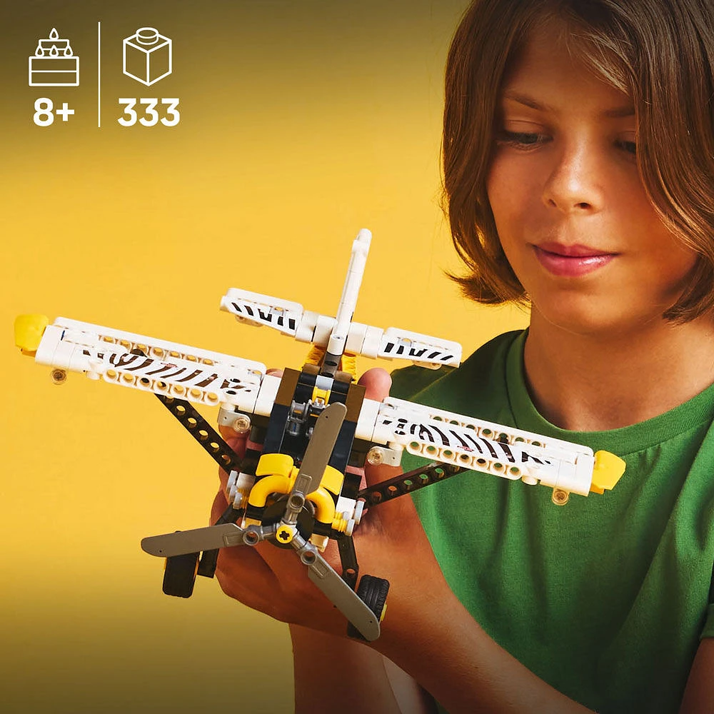 LEGO Technic Bush Plane Toy - Model Airplane Gift with Spinning Propeller, 4-Cylinder Piston Engine - 42198