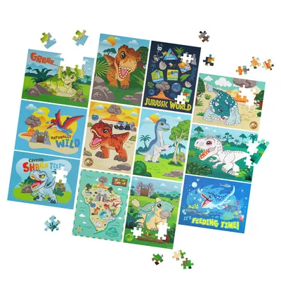 Jurassic World, 12-Puzzle Pack 24-Piece 48-Piece Jigsaw Puzzles Kids Puzzles Dinosaur Toy Puzzles for Kids