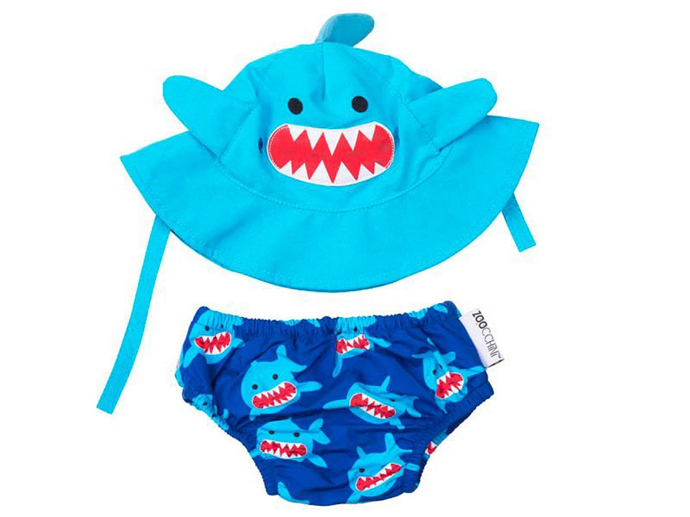 Zoocchini - Swim Diaper & Hat Set - Shark - Medium