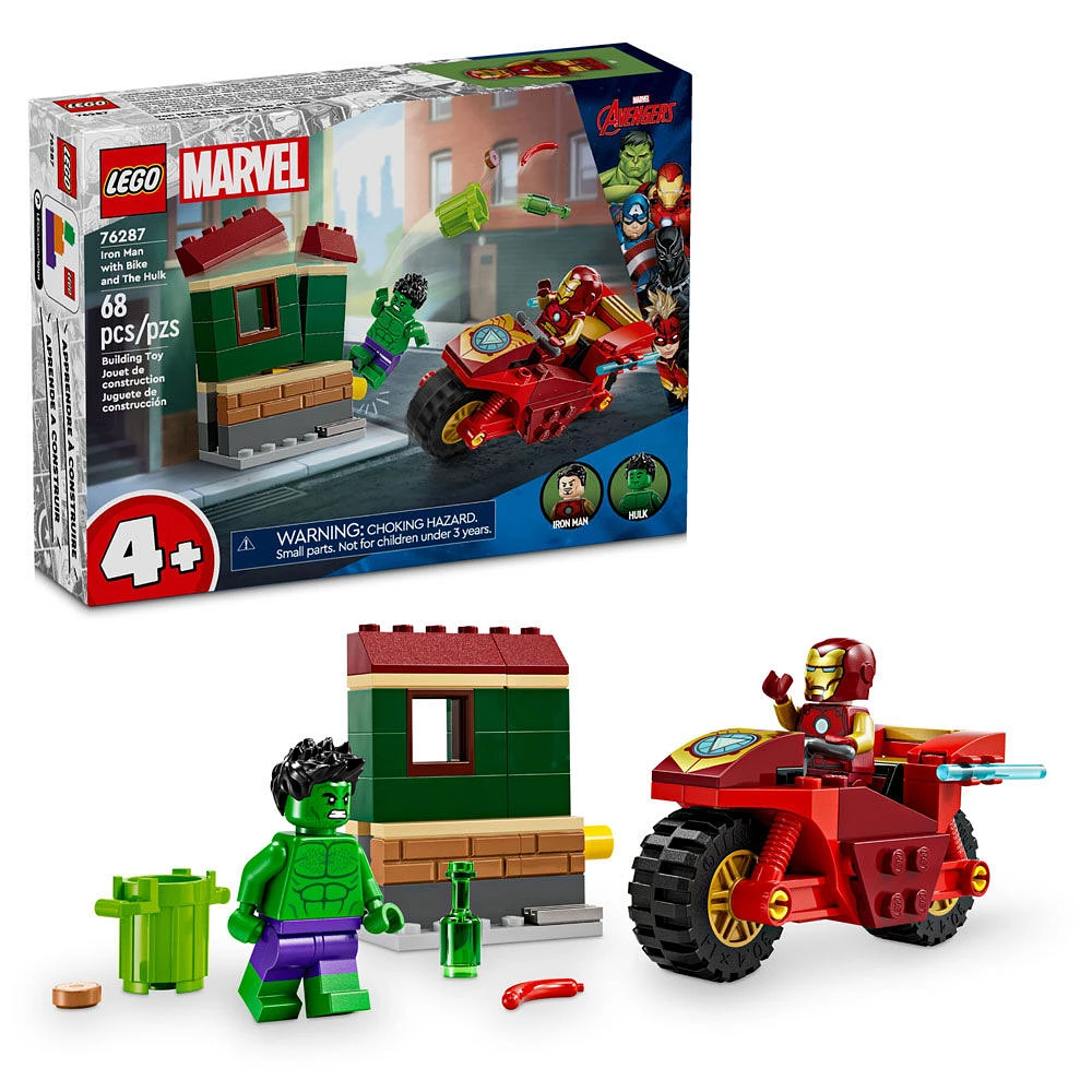 LEGO Marvel Iron Man avec une moto et Hulk Ensemble de jeu 76287