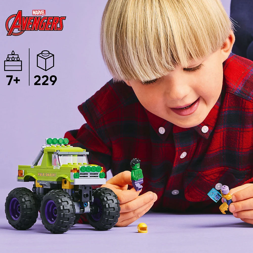 LEGO  Marvel The Hulk Truck vs. Thanos - Monster Truck Building Toy for Kids 7+ - 76312