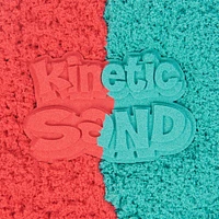 Kinetic Sand, Mold n' Flow, 680 g de sable rouge et turquoise, 3 outils, jouets sensoriels