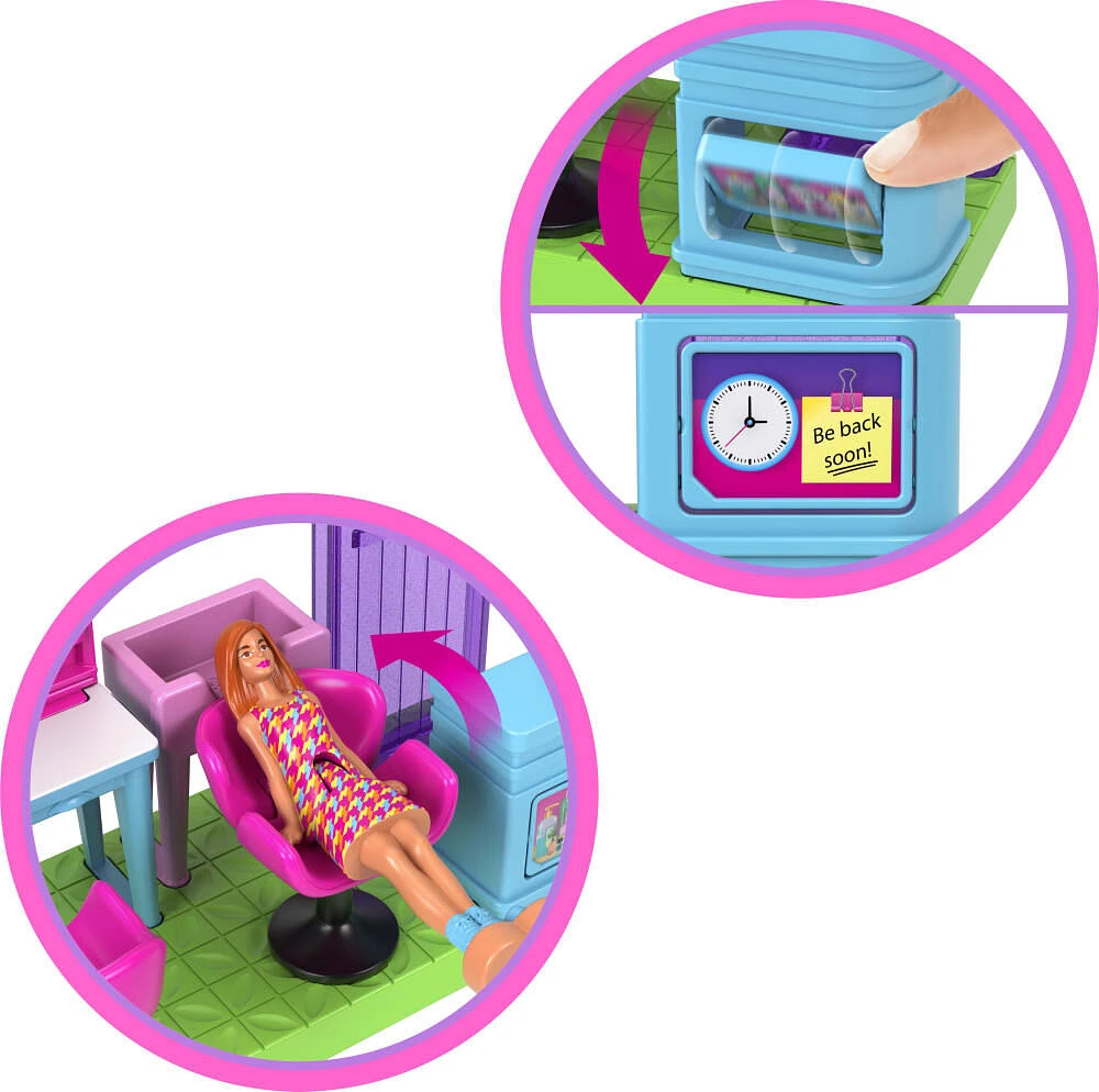 Barbie Mini BarbieLand Collectible Hair Salon Playset with 1.5-inch Barbie Doll, Interactive Play Areas for Storytelling Fun