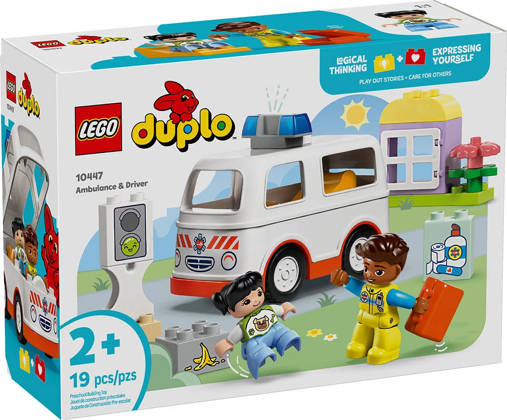 LEGO DUPLO Ambulance et chauffeur Jouet éducatif qui propose un jeu de simulation imaginatif pour les tout-petits 10447