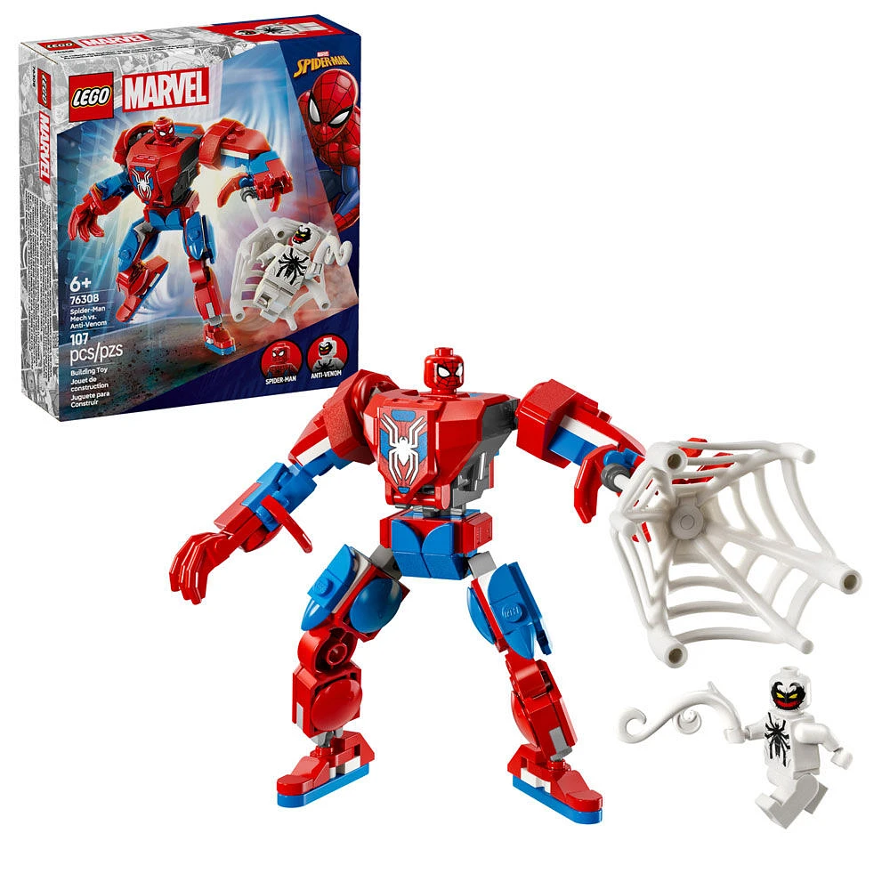 LEGO Marvel Le robot de Spider-Man contre Anti-Venom, Ensemble de jeu de figurines de superhéros à construire 76308