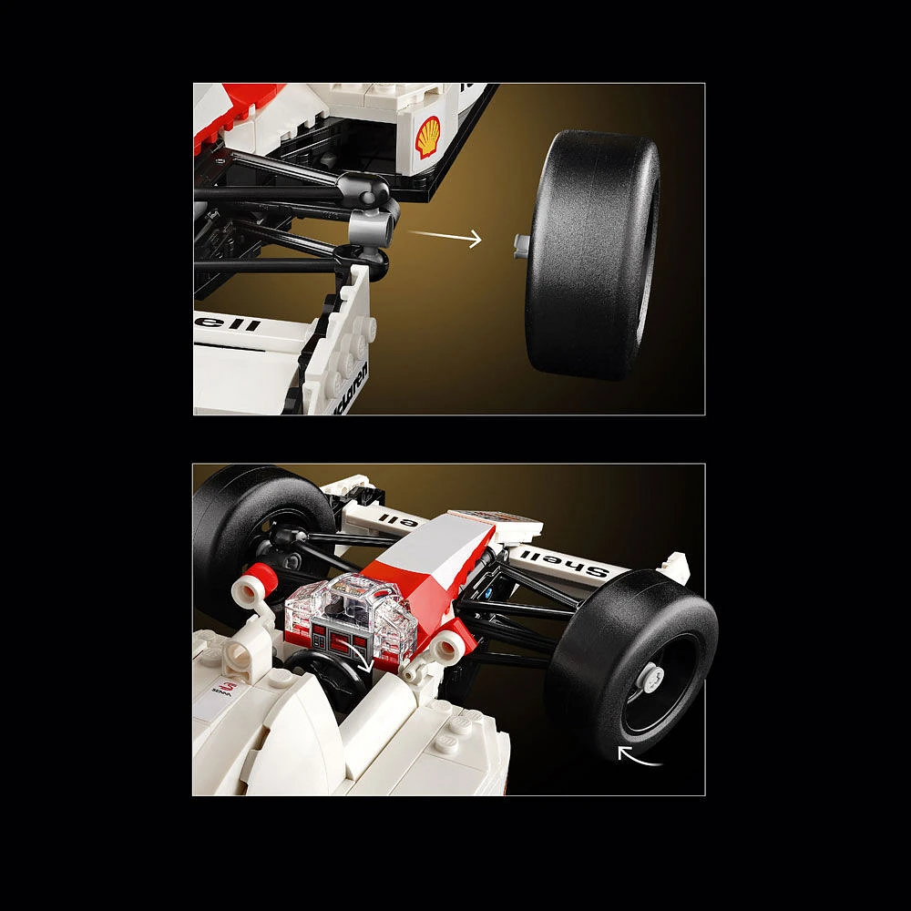 LEGO Icons McLaren MP4/4 et Ayrton Senna; petite voiture, voiture de course, course F1 10330