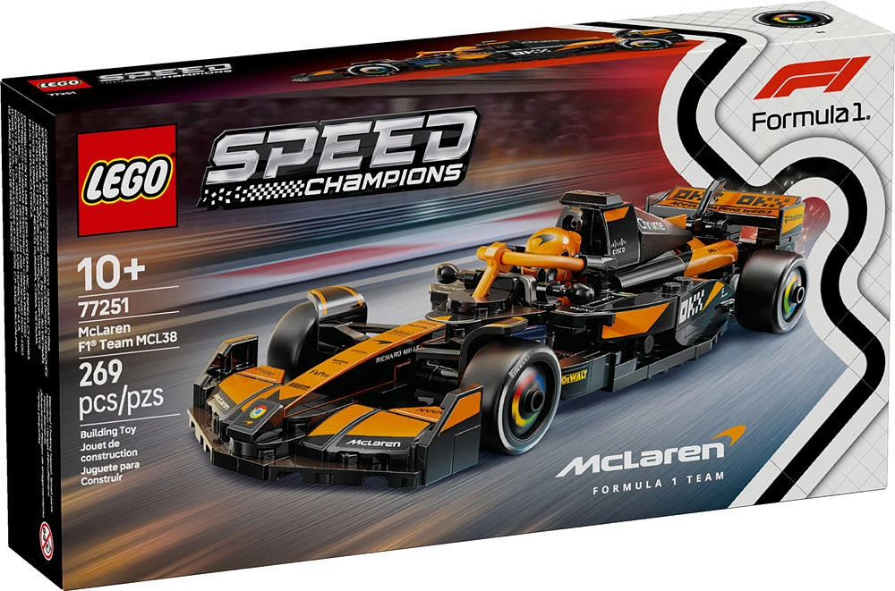 LEGO Speed Champions Voiture de course McLaren F1 Team MCL38, Ensemble de véhicule et de pilote 77251