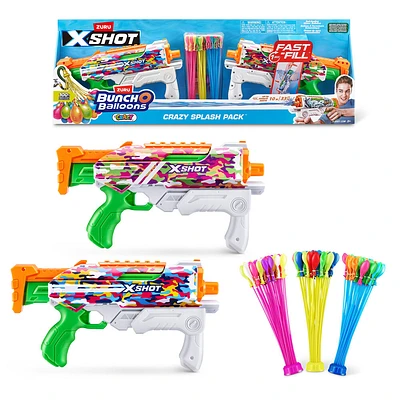XSHOT Water Fast-Fill Skins Hyper load 2pk and 100 Crazy Bunch O Balloons By ZURU