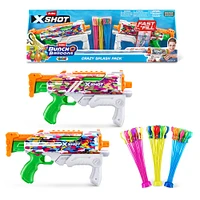 XSHOT Water Fast-Fill Skins Hyper load 2pk and 100 Crazy Bunch O Balloons By ZURU