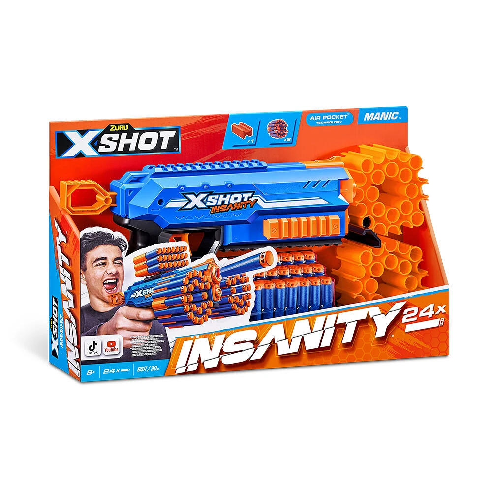 Pistolet Manic X-Shot Insanity (24 fléchettes) par ZURU