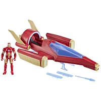 Avengers Epic Hero Series, Jet de combat à répulseur Iron Man, 10 cm, pack de figurine avec équipement