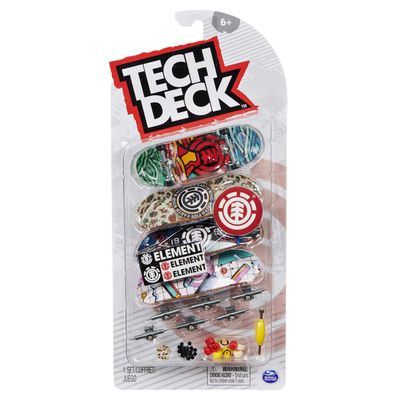 Tech Deck, Ultra DLX Fingerboard 4-Pack, Element Skateboards, Collectible and Customizable Mini Skateboards