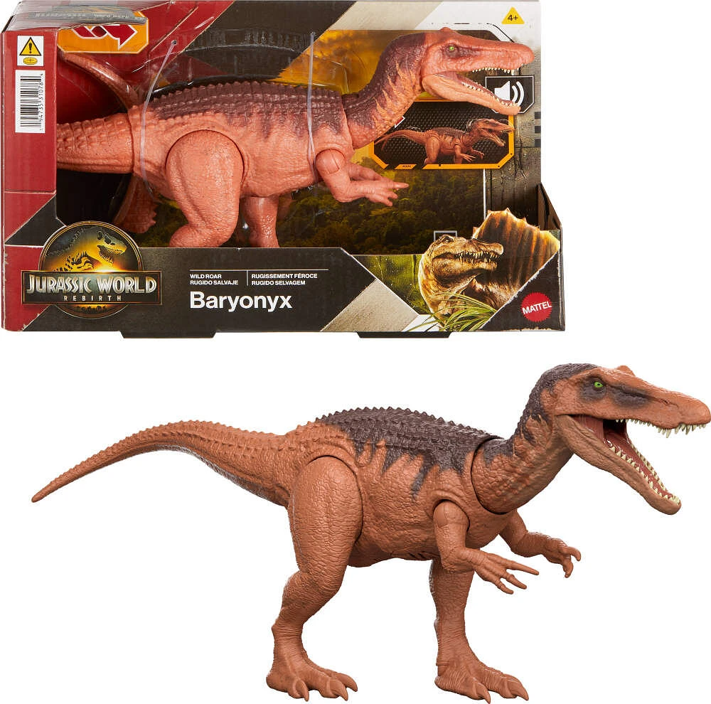 Jurassic World Rebirth Wild Roar Baryonyx Dinosaur Toy, Tail Controlled Attack Chomp & Sound