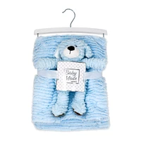 Baby Mode Signature Ridged Plush Toy with Blanket: Blue Dog