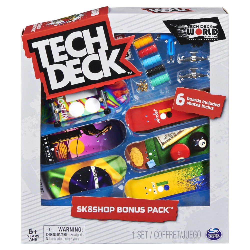 Tech Deck, Sk8shop Fingerboard Bonus Pack, Collectible and Customizable Mini Skateboards (Styles May Vary)