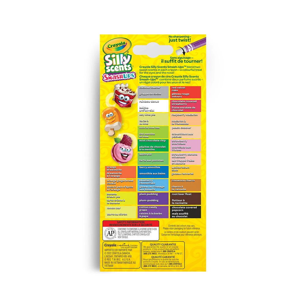 Mini crayons de cire parfumés Twistables Silly Scents Smash-Ups , boîte de 24