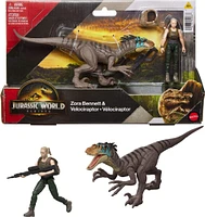 Jurassic World Rebirth Coffret figurines Zora Bennett, Vélociraptor