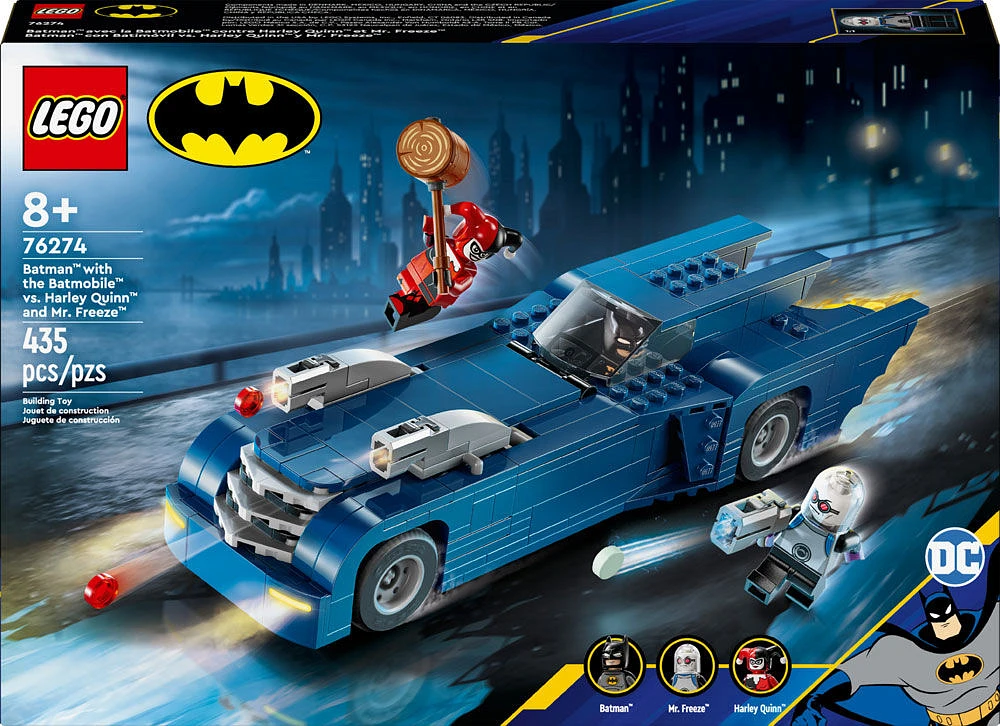 LEGO DC Batman: Batman with the Batmobile vs. Harley Quinn & Mr. Freeze, Buildable Batmobile Toy, 76274