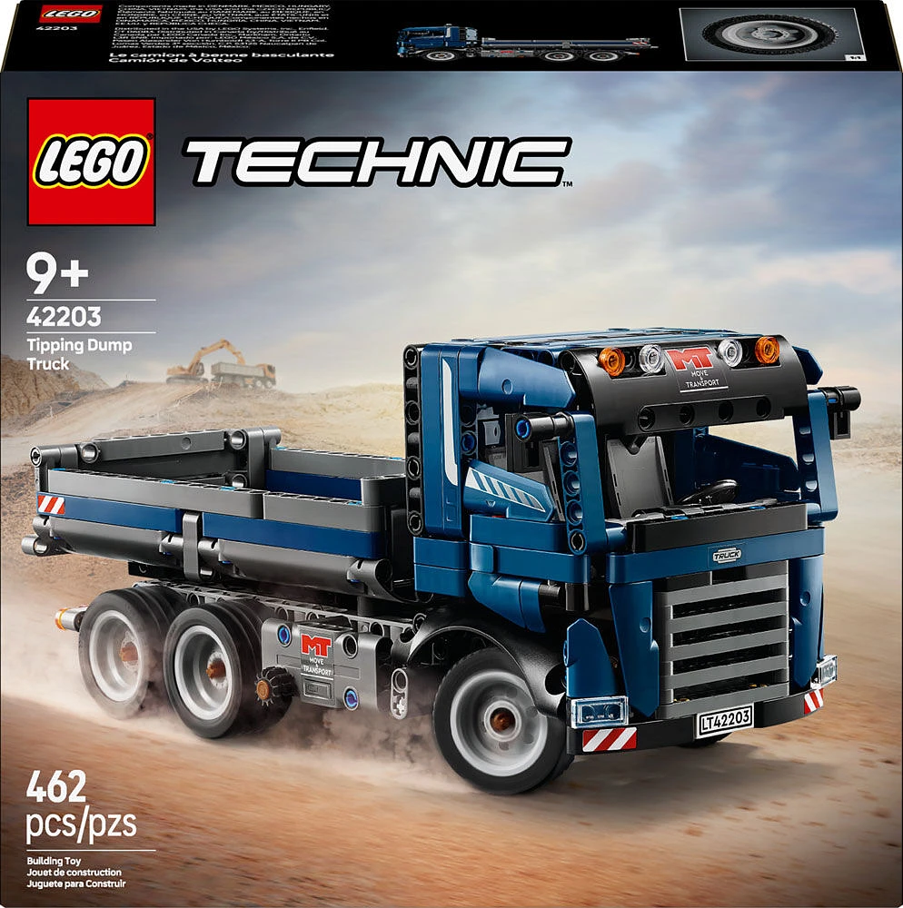 LEGO Technic Le camion à benne basculante, Ensemble de jouet pour enfants, Véhicule de construction bleu 42203