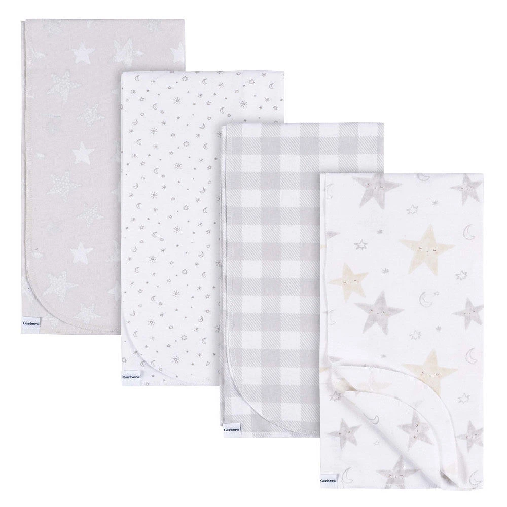 Gerber Childrenswear - 4 Pack Flannel Receiving Blanket - Celestial