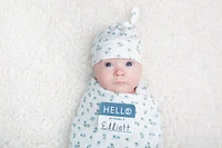 Lulujo - Hello World Blanket & Knotted Hat - Blueberries