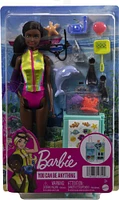 Barbie Marine Biologist Doll and Accessories, Mobile Lab Playset with Brunette Doll and 10+ Pieces