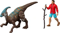 Jurassic World Rebirth Reuben Delgado & Parasaurolophus Figures Pack, 3.75-inch Scale