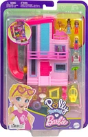 Polly Pocket Barbie Dreamhouse Compact, Dollhouse Playset with 3 Micro Dolls, 1 Pet & 11 Accessories